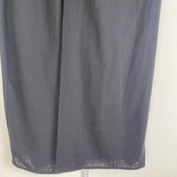 Greylin Brenda Linen Skirt Size S Black Pareo Midi Twist Front Neutral Casual - Picture 8 of 14